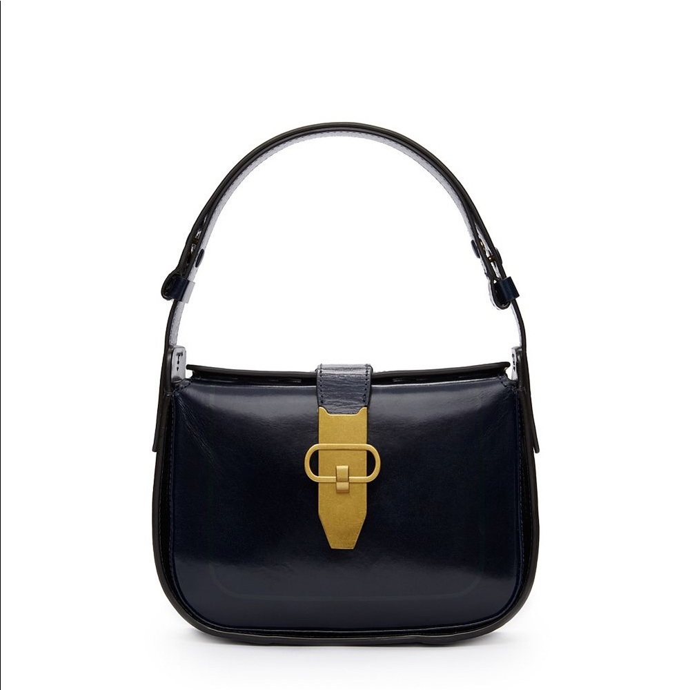 Navy Tory Burch Gold Hardware Shoulder Bag